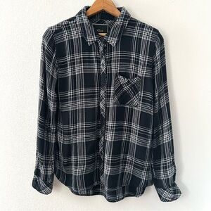 Rails Hunter Black & White Plaid Flannel Button Down Shirt Relaxed Cozy Size S